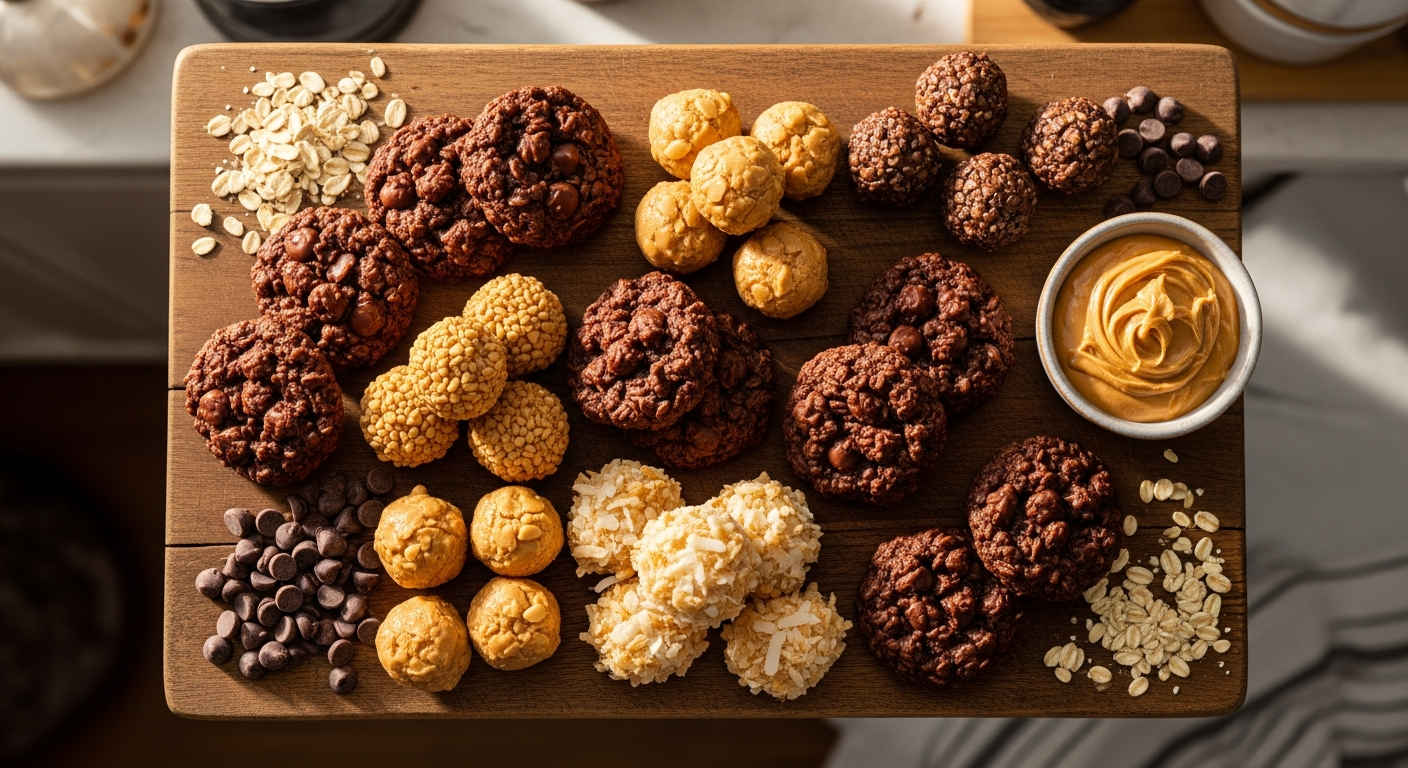 Assortment of delicious no-bake cookies